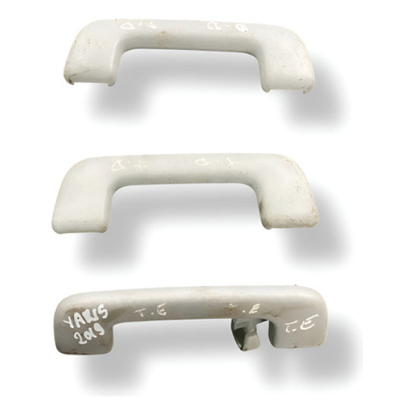 Kit 3 Alças Puxadores Teto Toyota Yaris 1.5 2018 2019 2020 Branco