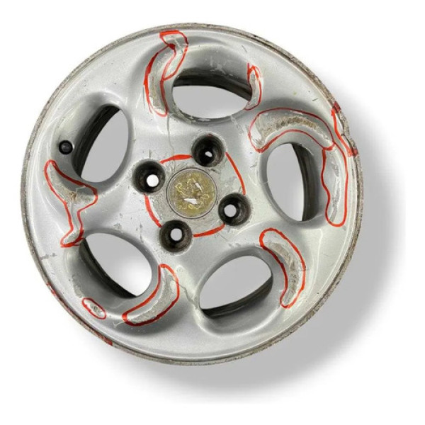Roda Liga Leve Aro 14 Peugeot 207 Sw 206  Detalhe Prateado