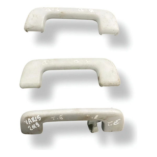 Kit 3 Alças Puxadores Teto Toyota Yaris 1.5 2018 2019 2020 Branco
