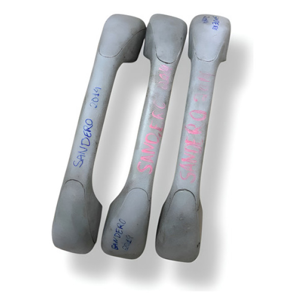 Trio Alça Puxador Teto  Renault Sandero 1.0 2012 2013 2014 Cinza