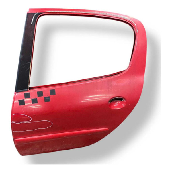 Porta Traseira Esquerda Peugeot 207 - 2008 A 2011 Detalhe Traseira Esquerda Vermelho