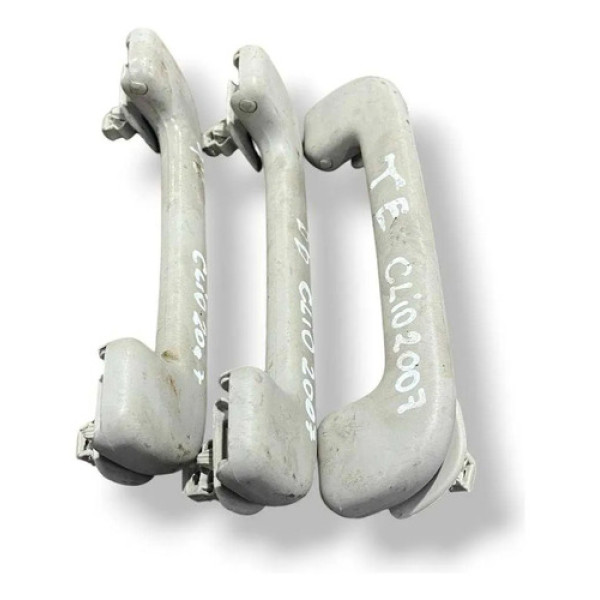 Kit 3 Alça Teto Renault Clio 2006 2007 2008 2009 2010 2011 Prateado
