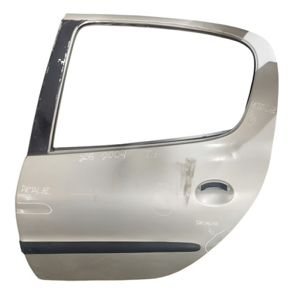 Porta Traseira Esquerda Peugeot 206 2004 2005 Com Detahe Traseira Esquerda Prateado